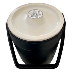 Vintage Rubbermaid Black Ice Bucket 10" White Lid Insulated 1970s Bottle Cooler